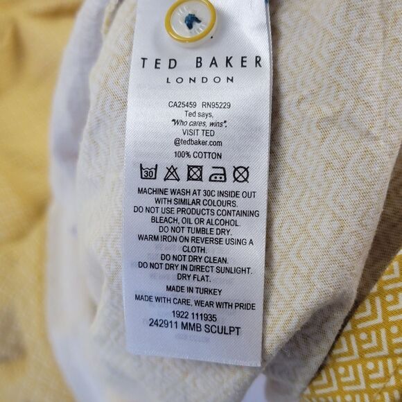 Ted Baker Men's Mustard Polo Shirt‎ Mens Size 3 Medium Short Sleeve - Picture 8 of 9